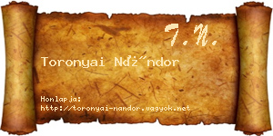 Toronyai Nándor névjegykártya